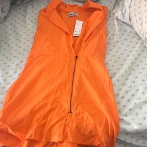 Urban Outfitters Deep Plunge Romper, Orange